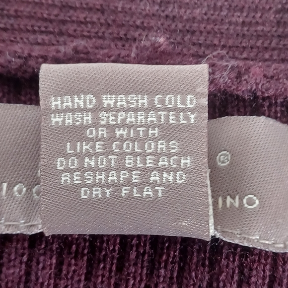 Kenar 100% Italian Merino Wool Plum Wine Cardigan Tie Front Sweater - Picture 7 of 10